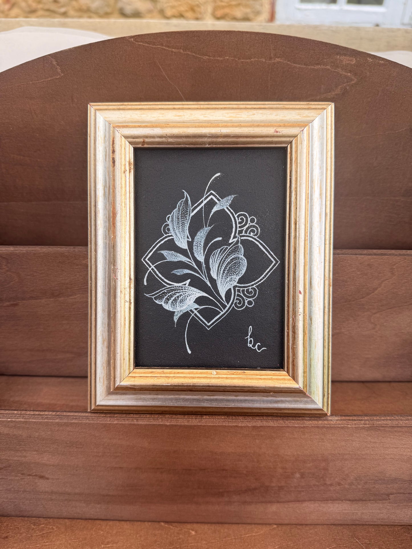 Framed Genuine Leather Ornamental & Vines