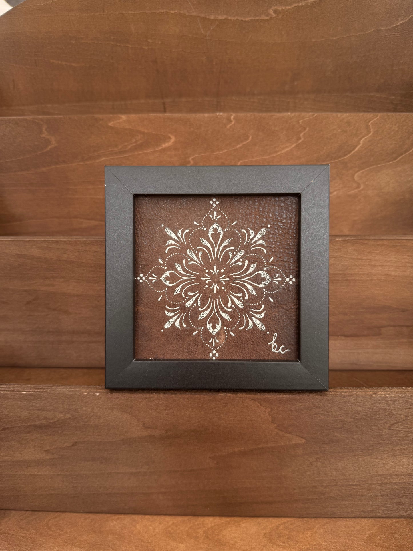 Framed Genuine Leather Mandala
