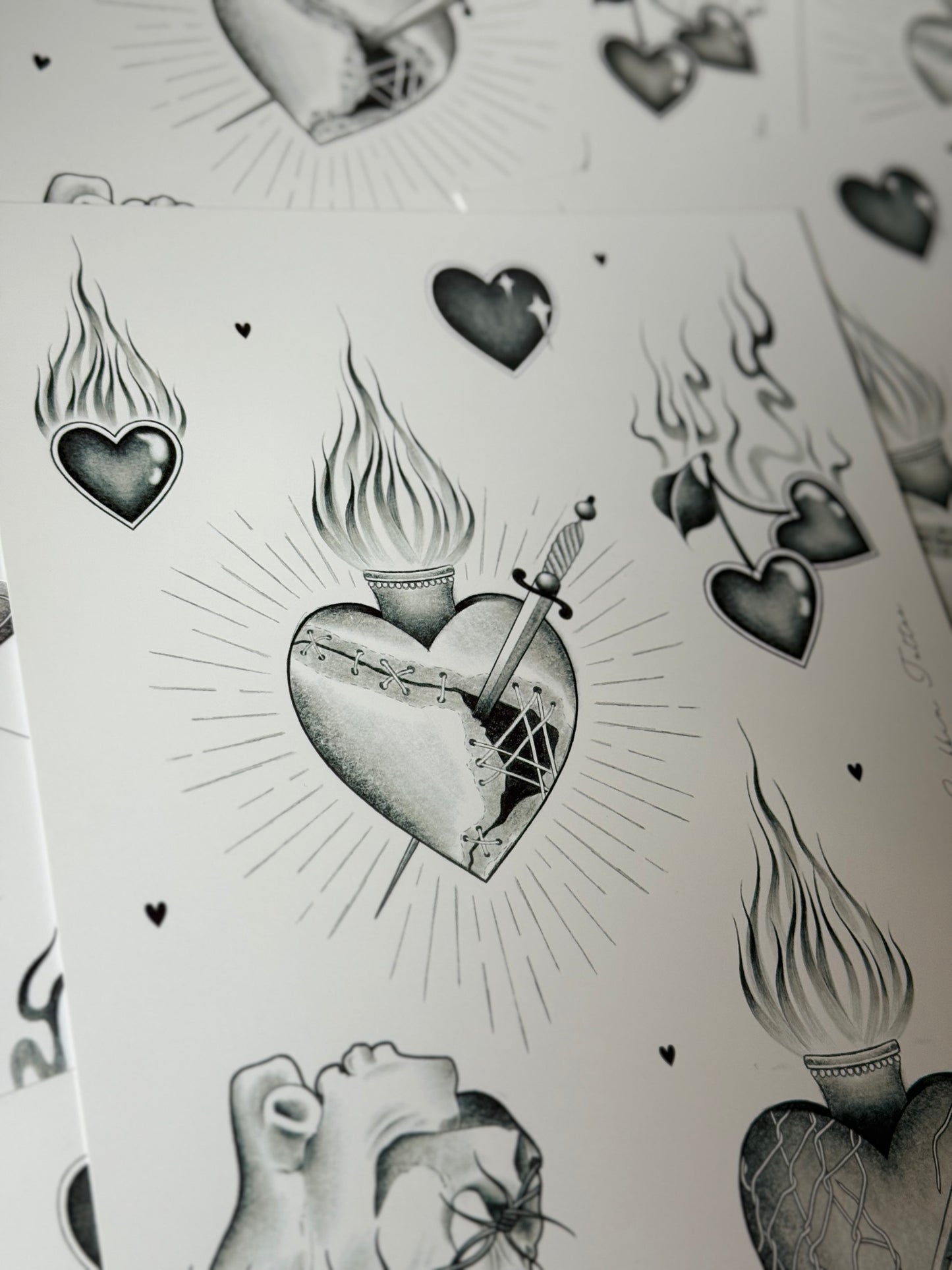 Hearts Flash Sheet A4 Art Print