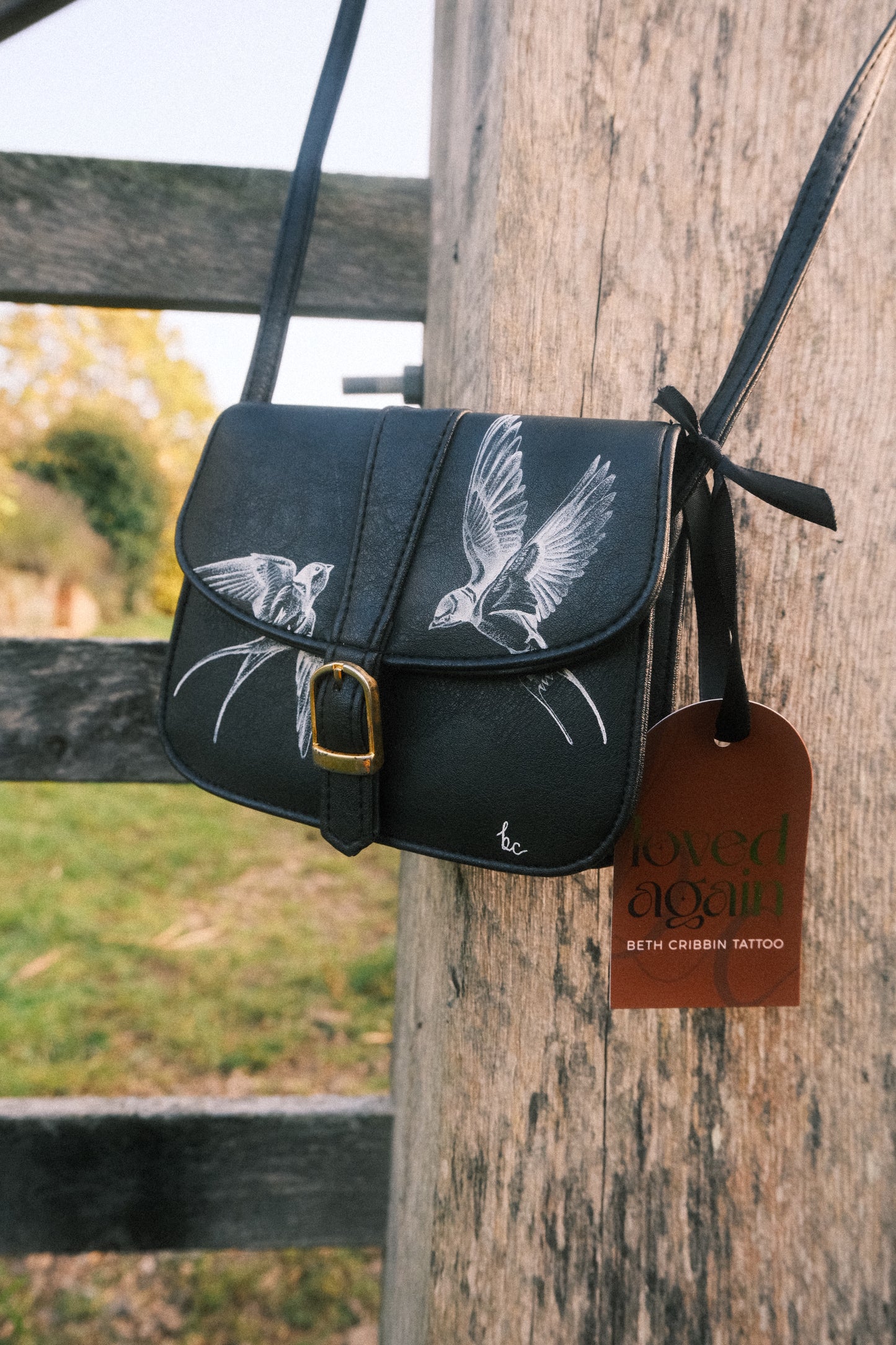 Swallows Black Crossbody Bag