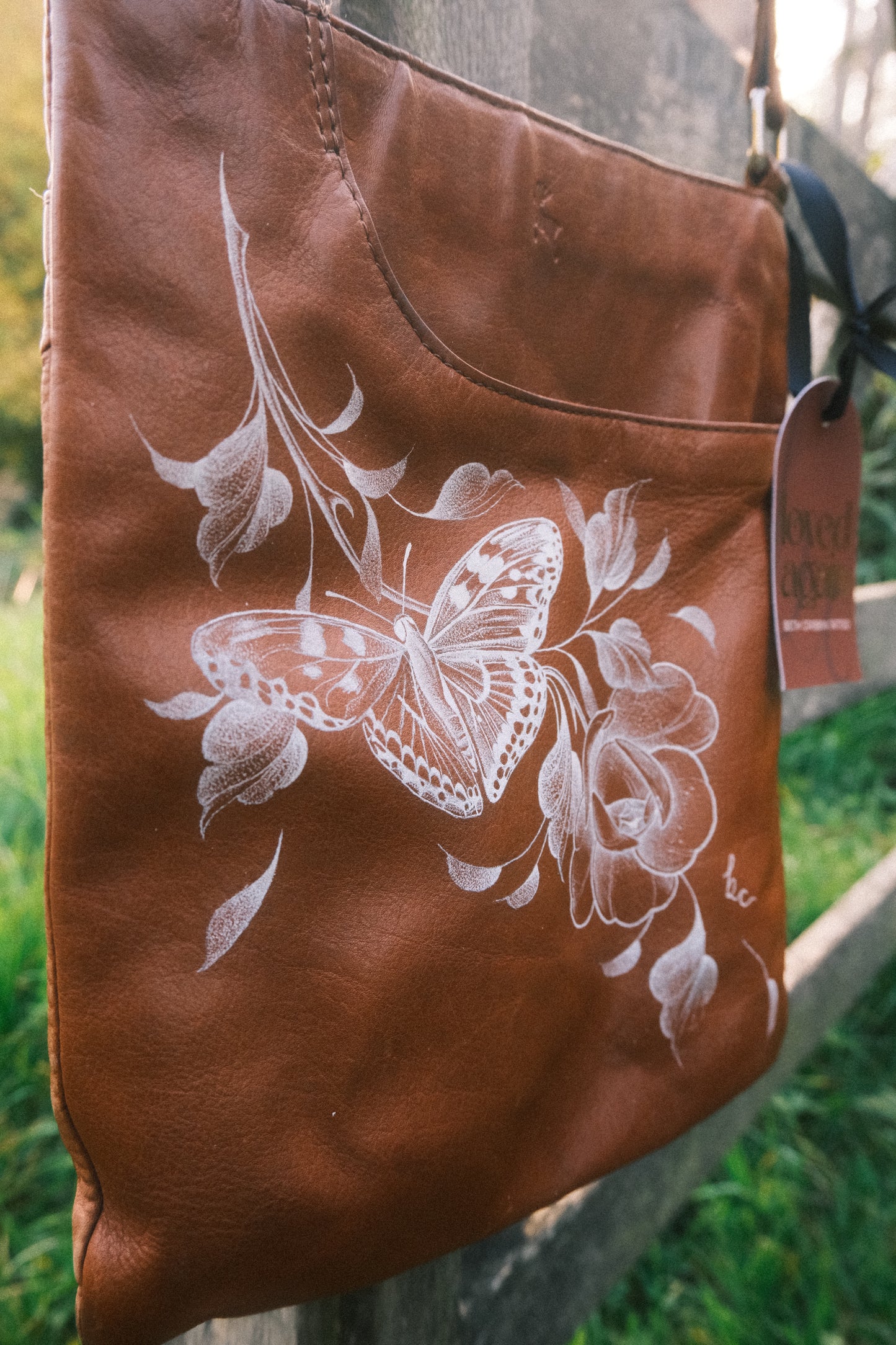 Butterfly & Peony Crossbody Bag *Genuine Leather*