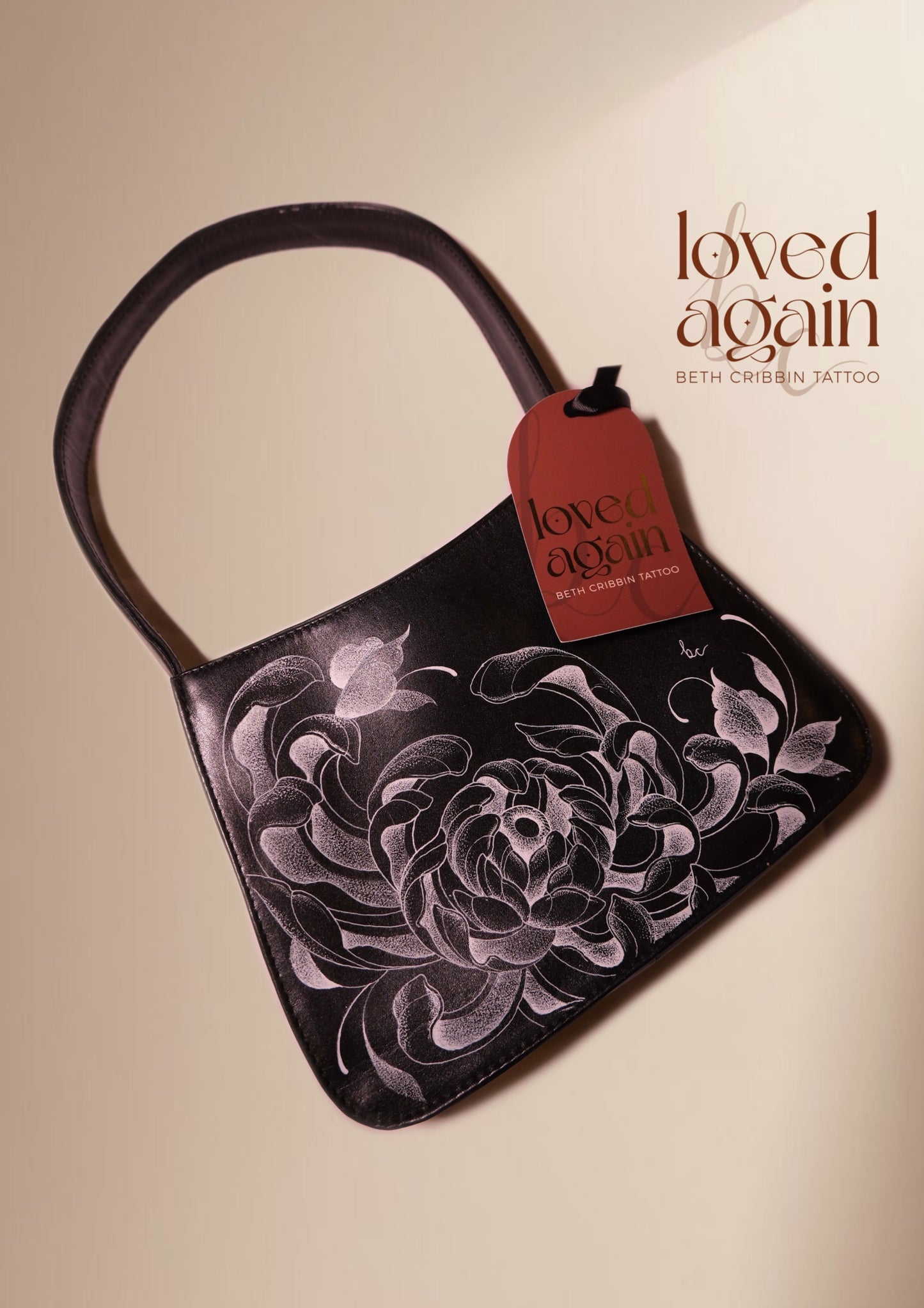 Black Chrysanthemum Handle Bag
