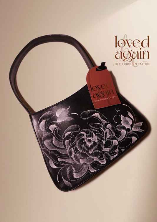 Black Chrysanthemum Handle Bag