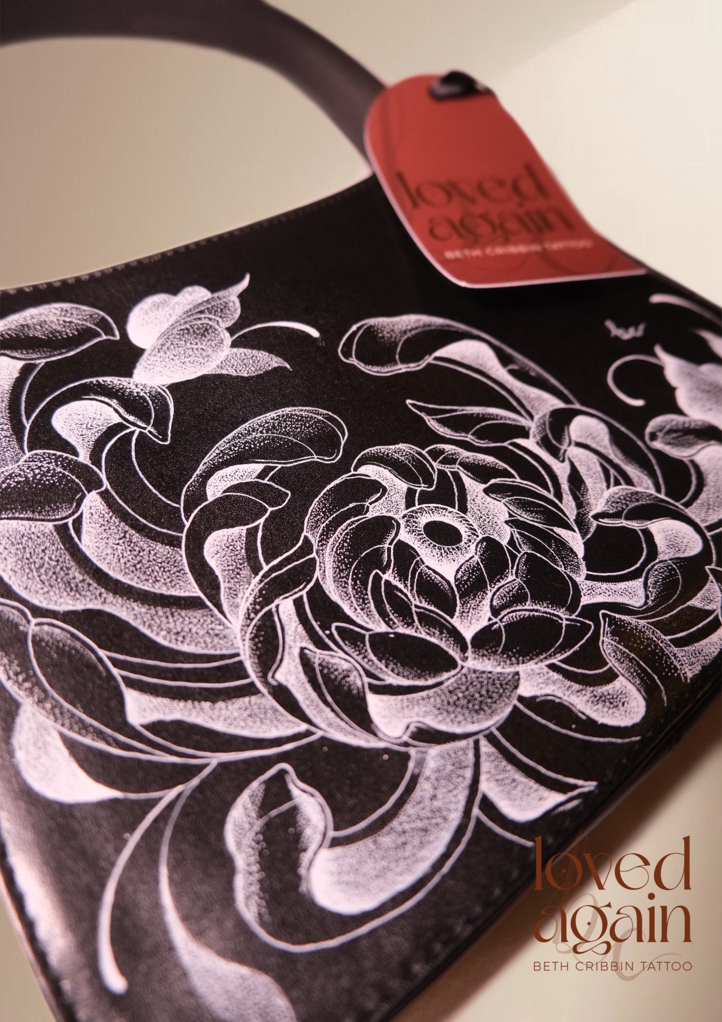 Black Chrysanthemum Handle Bag