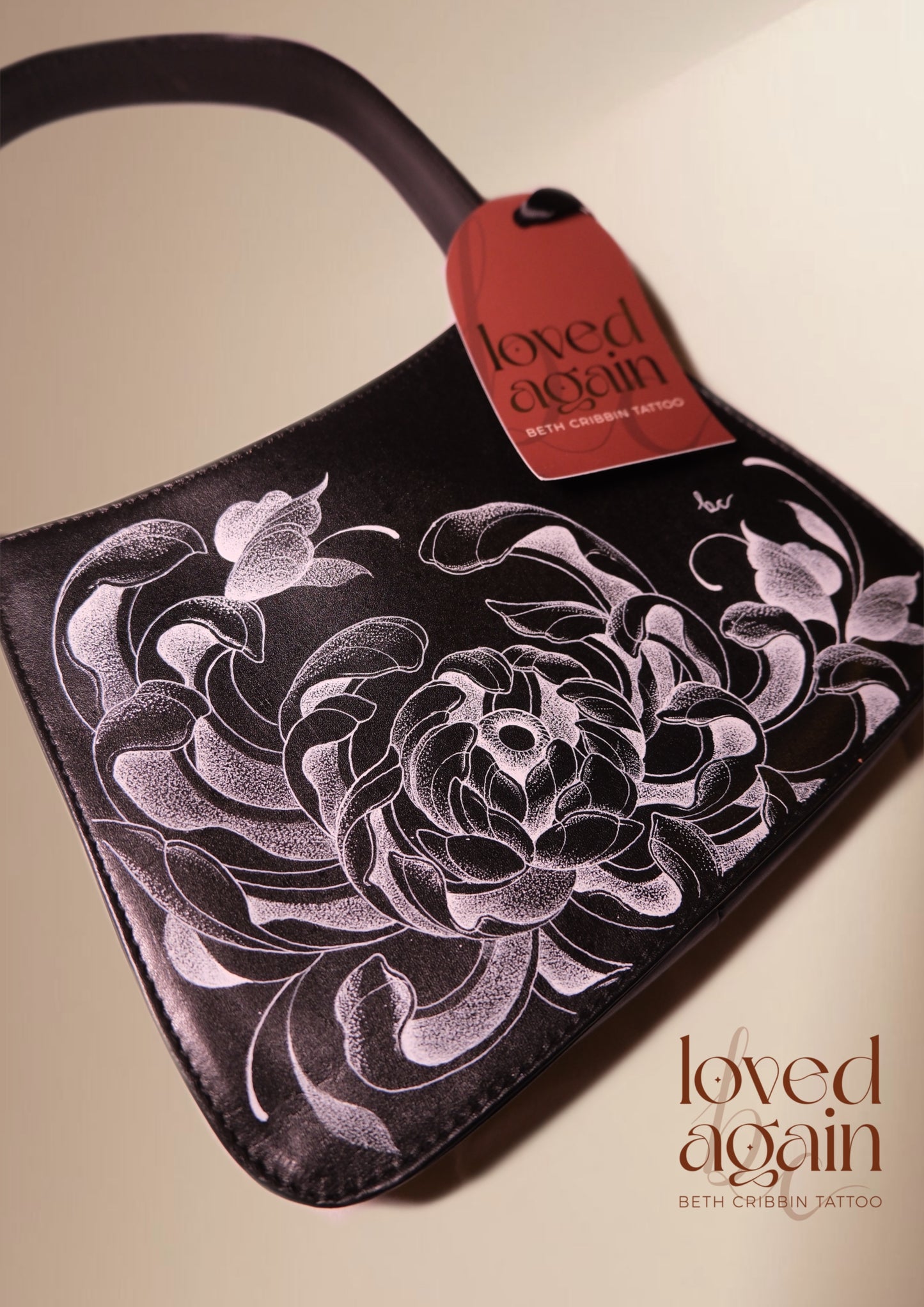 Black Chrysanthemum Handle Bag