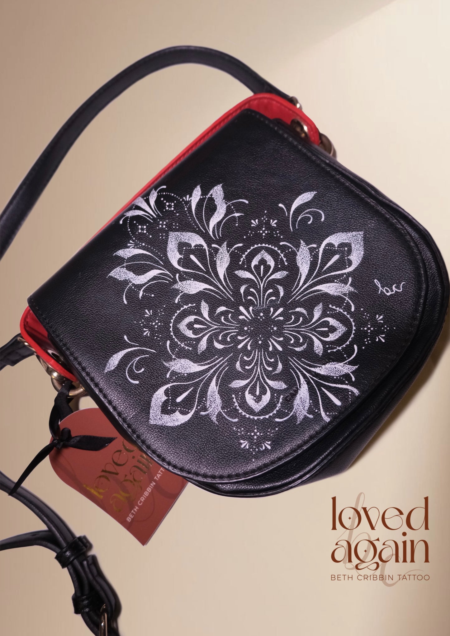 Black & Red Crossbody Mandala Bag