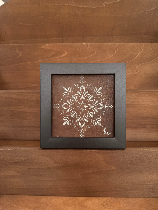 Framed Genuine Leather Mandala