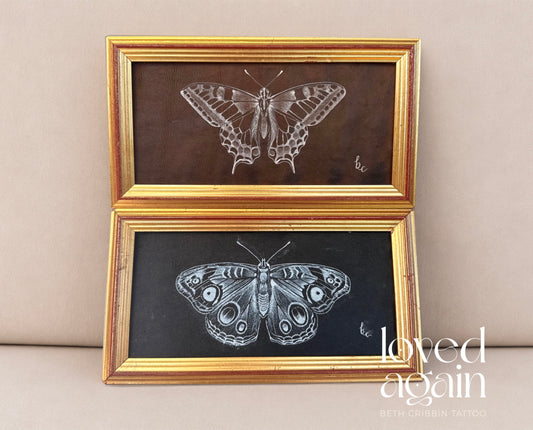 BLACK Framed Swallowtail & Buckeye Butterflies