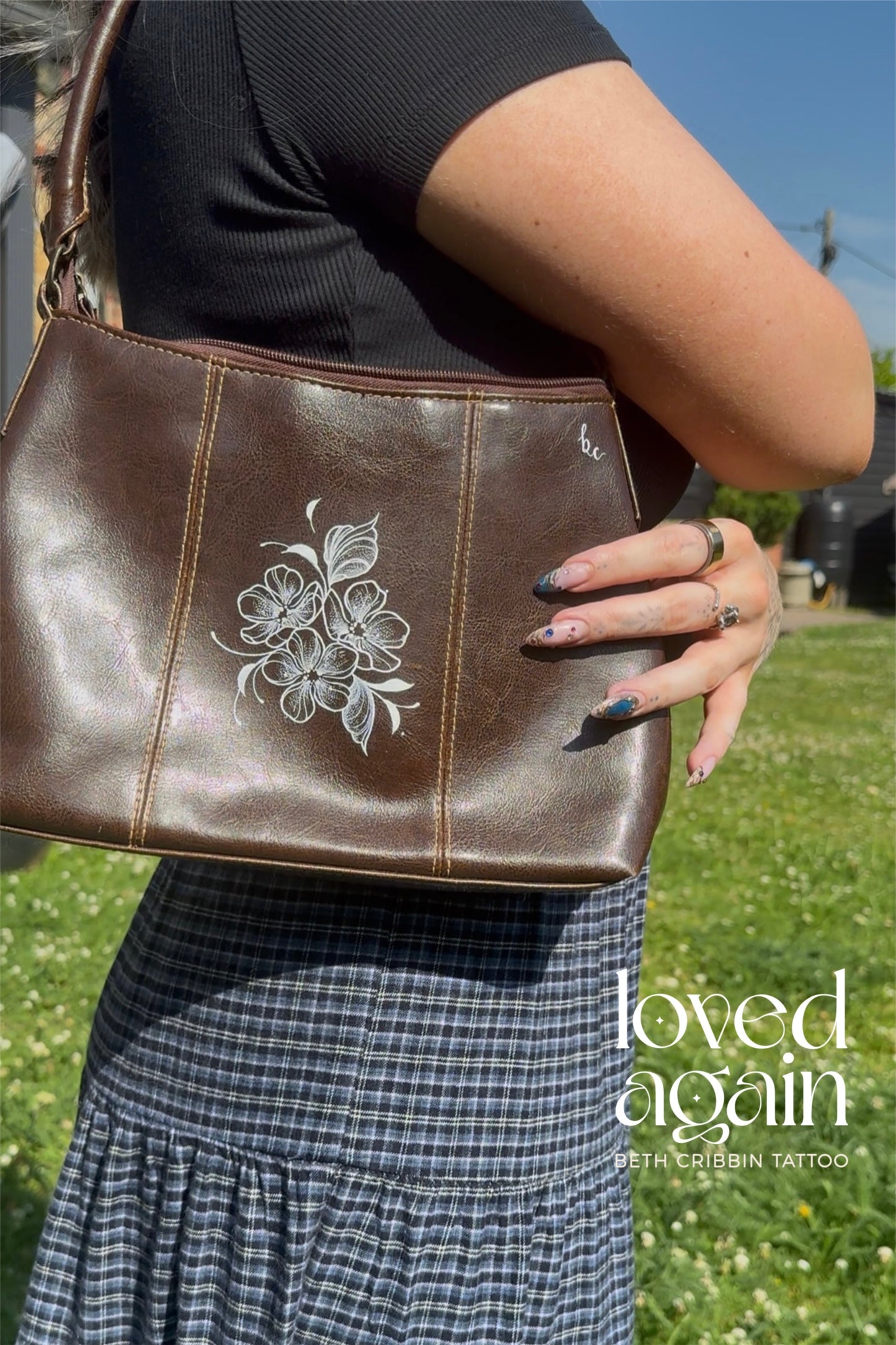 Brown bag with Cherry Blossom design