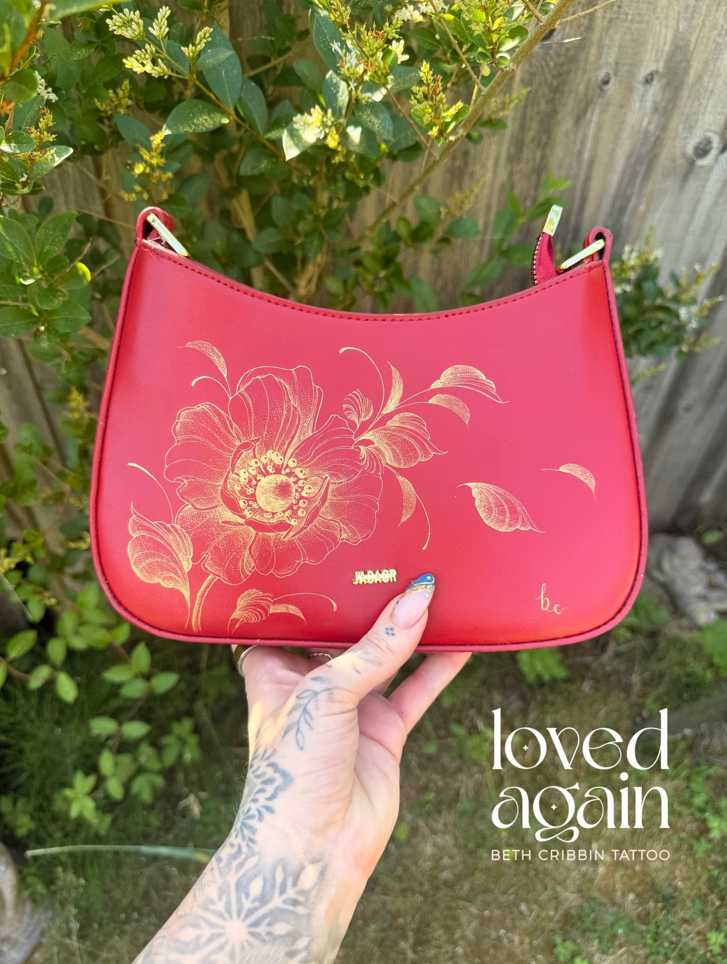 Red bag with Anemone design