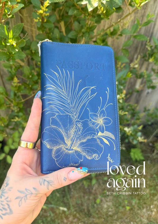 Passport Pouch with Tropical Florals