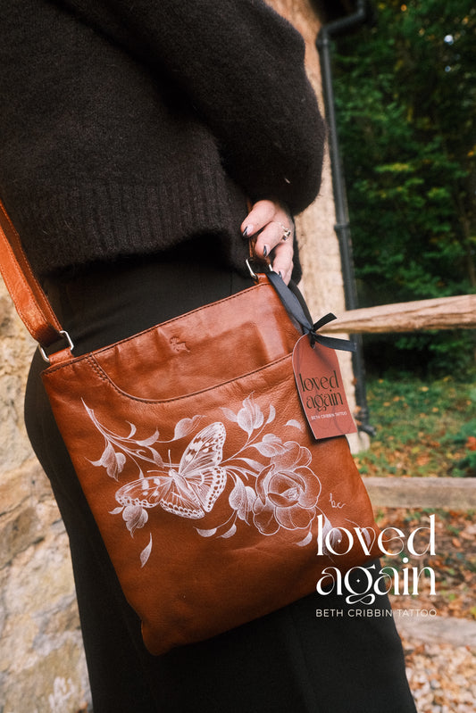 Butterfly & Peony Crossbody Bag *Genuine Leather*