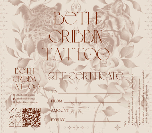 Gift Certificate - Tattoo Session (PHYSICAL PRODUCT)